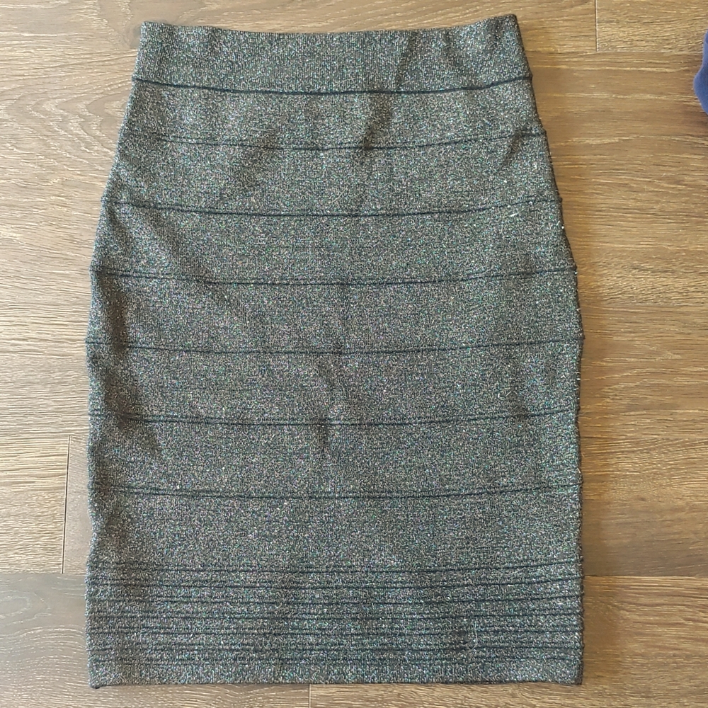 Black glittery party pencil skirt